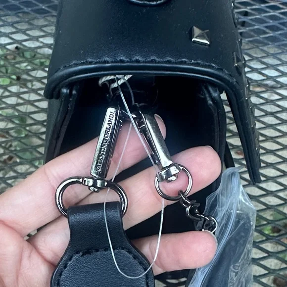 Valentino Orlandi Black Studded Crossbody Bag with Additional Wallet - Picture 4 of 16